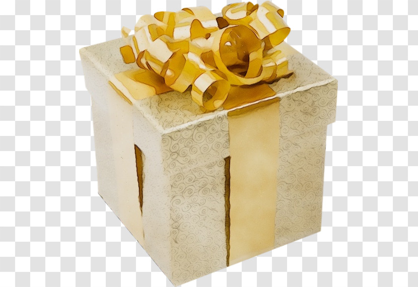 Present Yellow Gift Wrapping Box Ribbon Transparent PNG