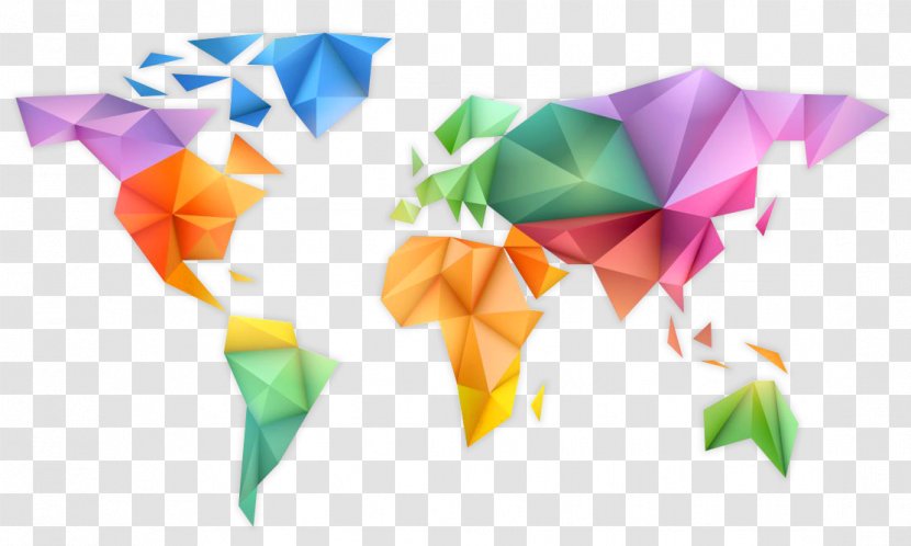 Paper Wall Decal Origami - Art - World Map Transparent PNG