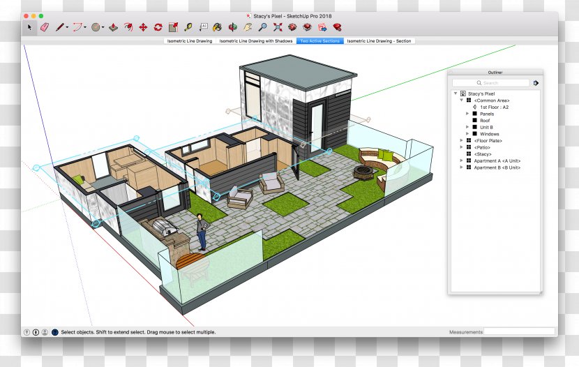 SketchUp Floor Plan 3D Computer Graphics Software - Area - Rooftop Transparent PNG