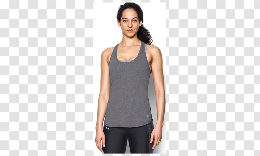 T-shirt Under Armour Women's Threadborne Streaker Mesh Run Tank Gray XS Polyester Nike - Black Transparent PNG