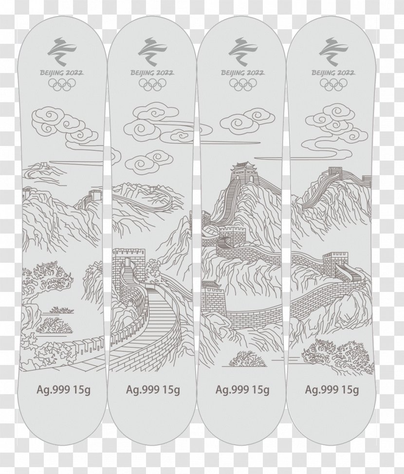 Product Design Winter Olympic Games Black & White - Skateboard - M BeijingBrotherhood Element Transparent PNG