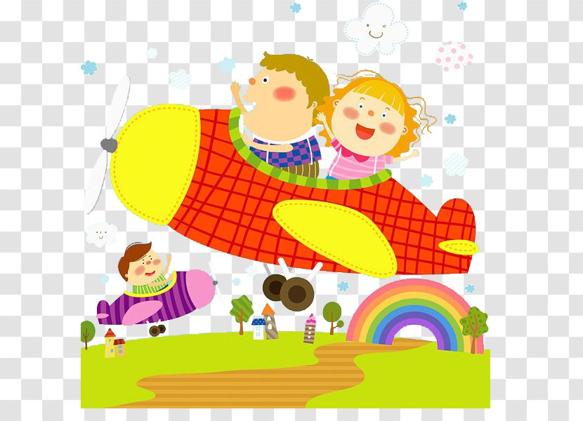 Airplane Aircraft Child Clip Art - The Is Playing Plane Transparent PNG