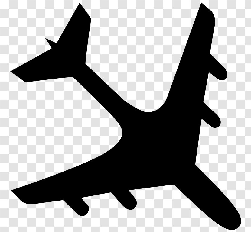 Airplane Aircraft Clip Art - Silhouette - Mirrored Transparent PNG