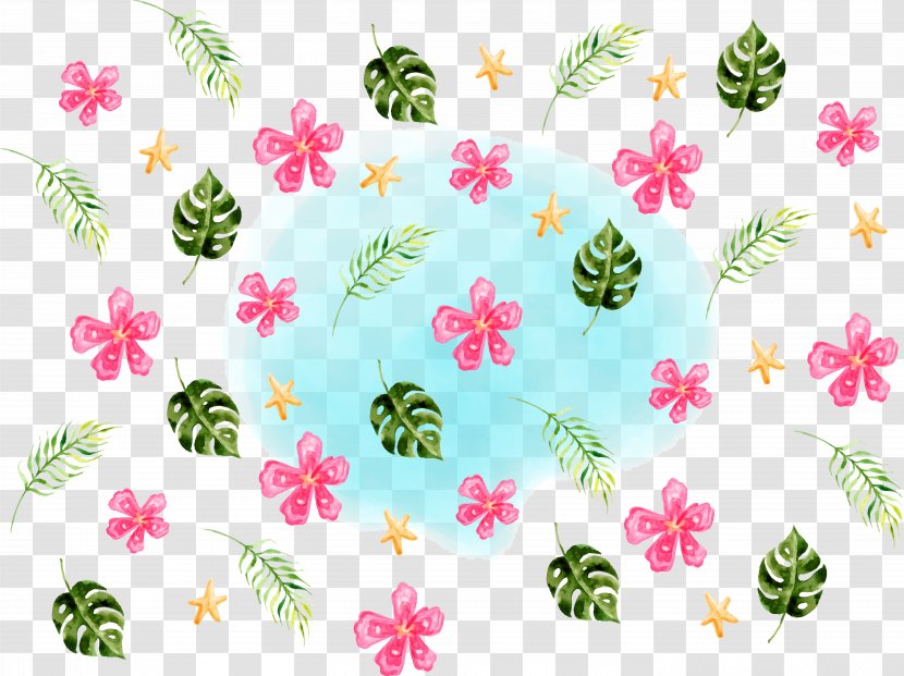 Hawaii - Flora - Hawaiian Style Flowers Palm Leaf Transparent PNG