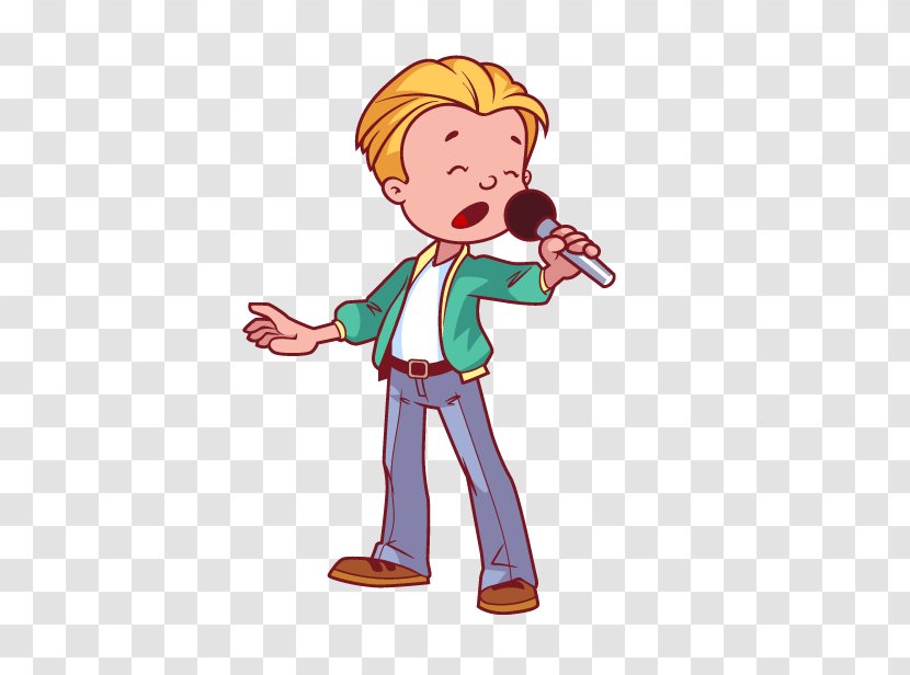 Microphone Singing Cartoon - Silhouette - Boy Transparent PNG