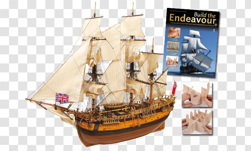 Ship Model HMS Endeavour Barque Scale Models Brigantine - Galiot - Captain Transparent PNG