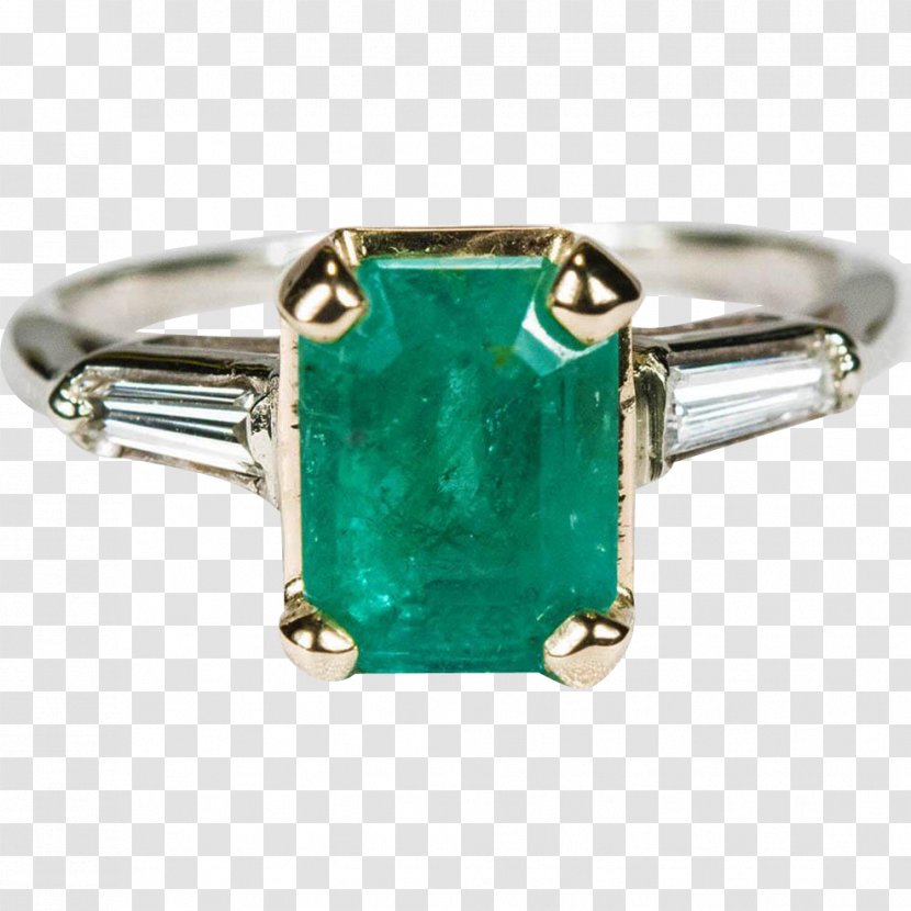 Emerald Ring Gemstone Birthstone Jewellery - Silver Transparent PNG