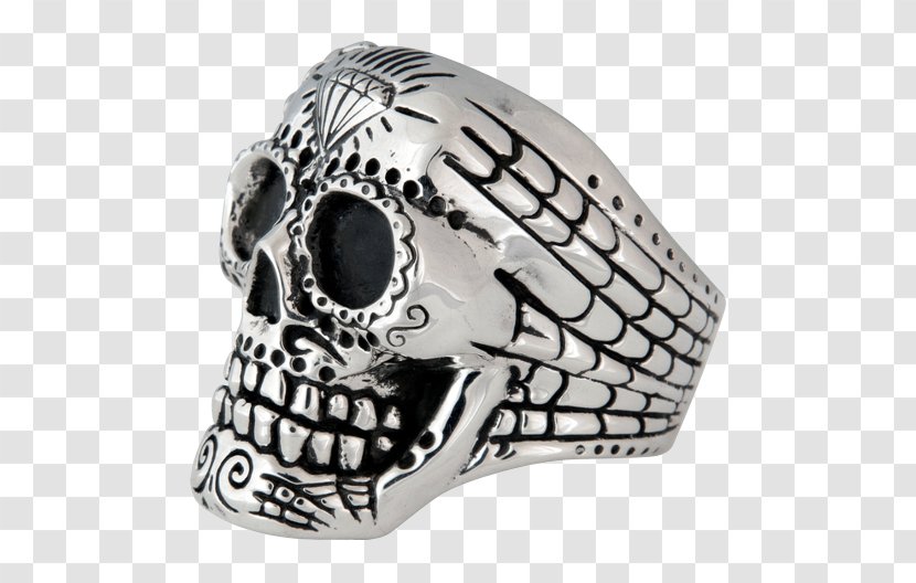 Silver Skull Calavera Ring Headgear - Sugar Skulls Transparent PNG