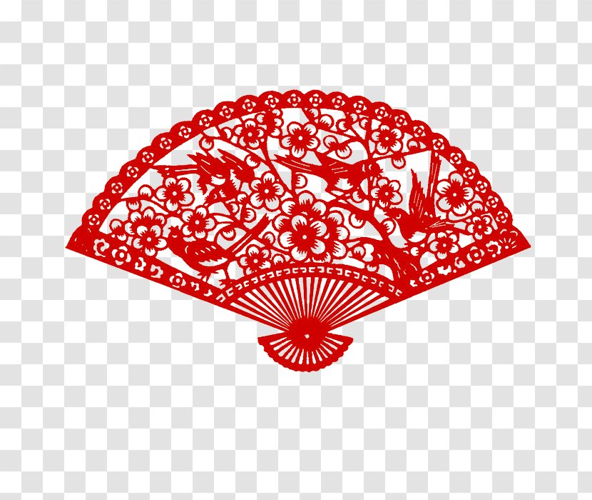 Chinese Paper Cutting Hand Fan Papercutting New Year - Paper-cut Sub Transparent PNG