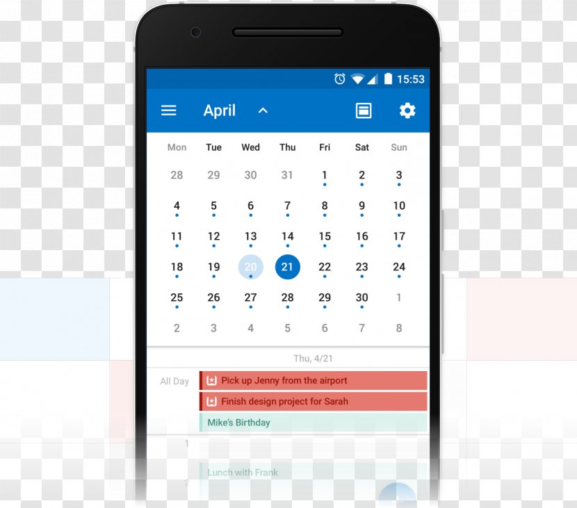 Android Calendar Wunderlist Microsoft Outlook - Gadget Transparent PNG