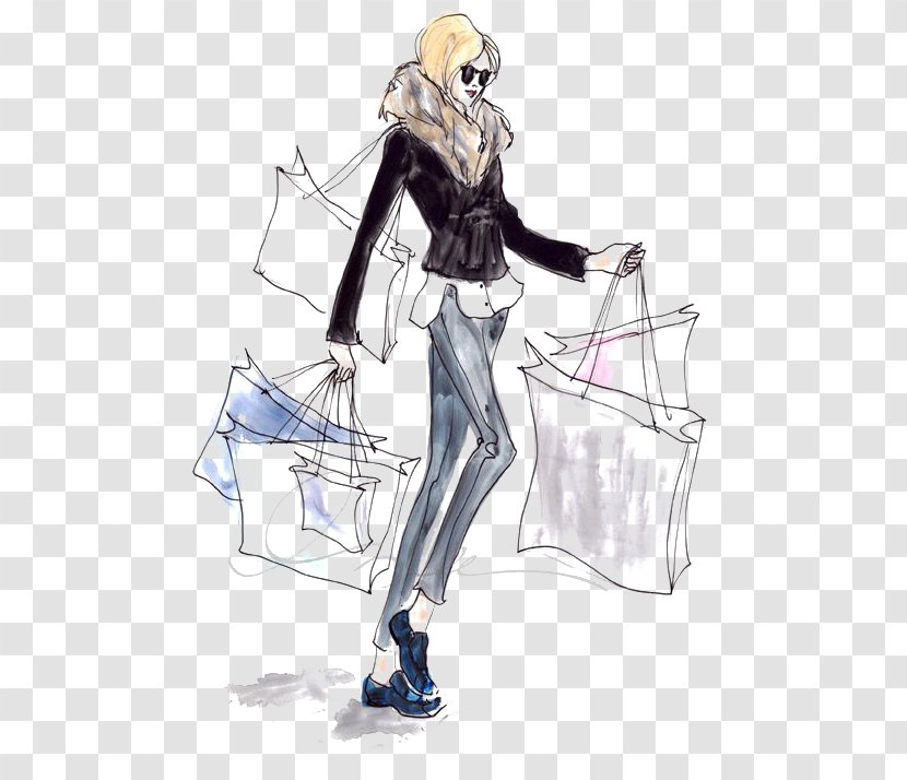 Drawing Fashion Shopping Illustration - Silhouette - Woman Transparent PNG