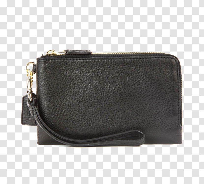 Handbag Black Leather Wallet Coin Purse - Ms - COACH Transparent PNG