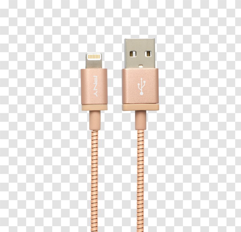 Electrical Cable IPhone 8 Plus Lightning Battery Charger Gold - Pny Technologies - Rose Glitter Transparent PNG