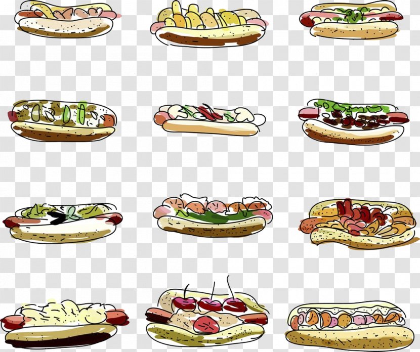 Fast Food Hot Dog Hamburger Breakfast Pizza - Burger Vector Material Transparent PNG