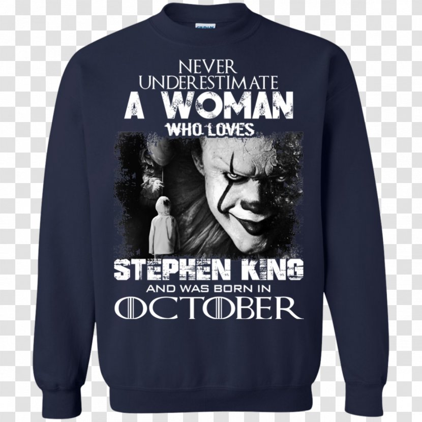 Long-sleeved T-shirt Hoodie Sweater - Gildan Activewear - Stephen King Transparent PNG