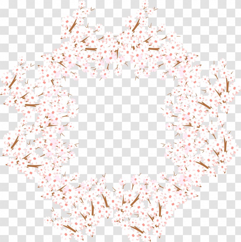 Cherry Blossom - Petal - Vector Hand-painted Frame Transparent PNG