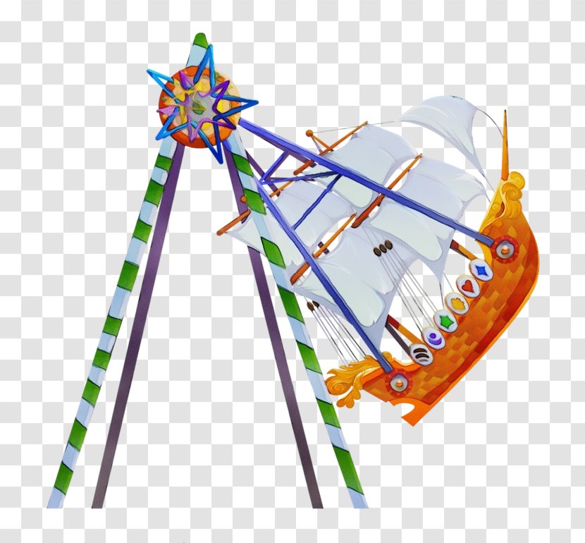 Amusement Park Pole Ride - Watercolor Transparent PNG