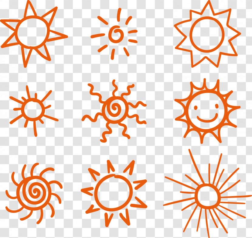 Cartoon - Area - 9 Hand-painted Sun Vector Material Transparent PNG