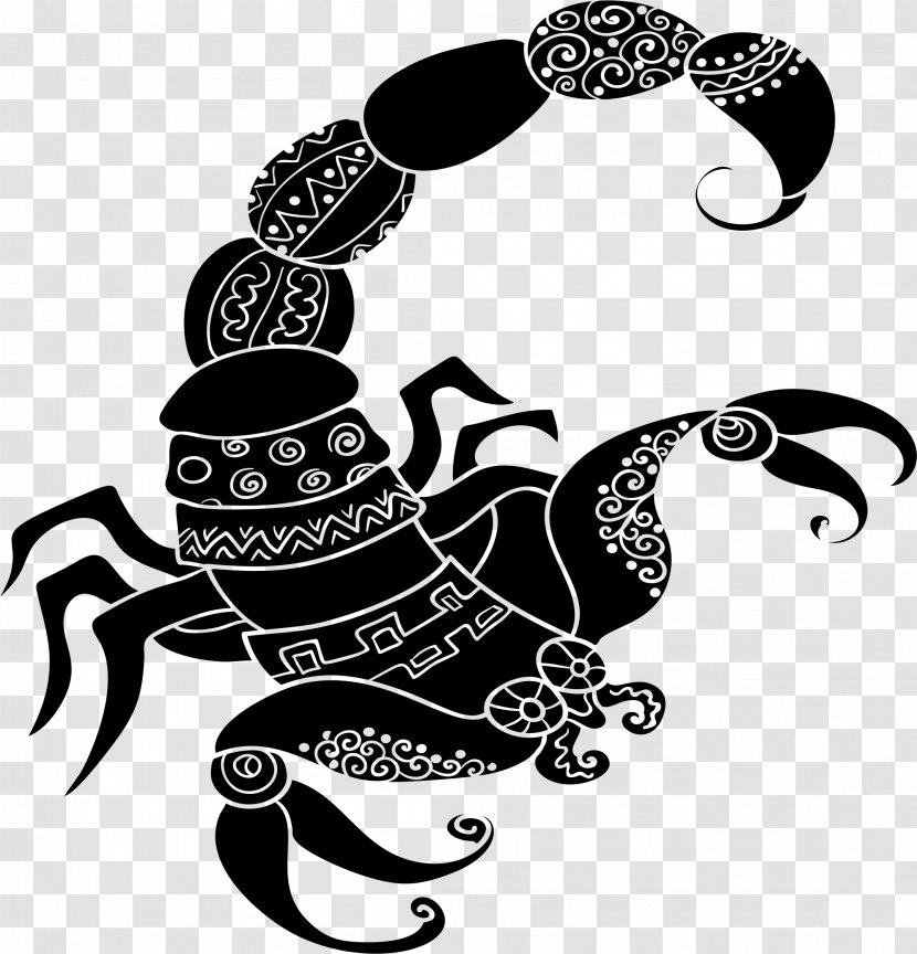 Scorpio Astrological Sign Zodiac Horoscope - Black And White - Symbol Transparent PNG
