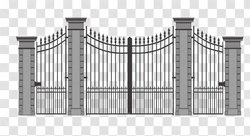 Iron Gate Euclidean Vector Illustration - Outdoor Structure - Material Large Door Pattern Transparent PNG