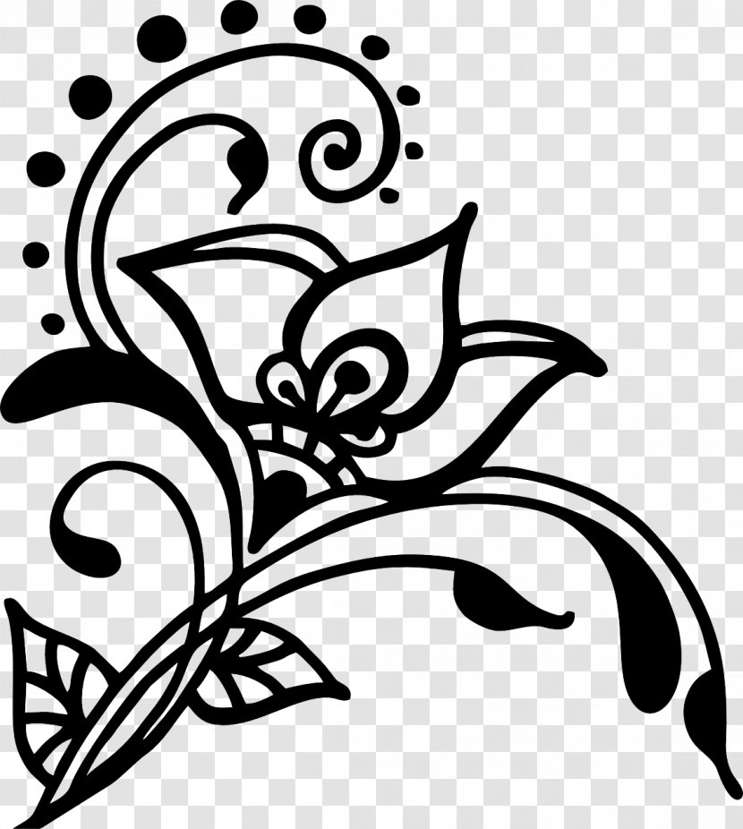 Henna Art Clip - Black And White - Pattern Transparent PNG