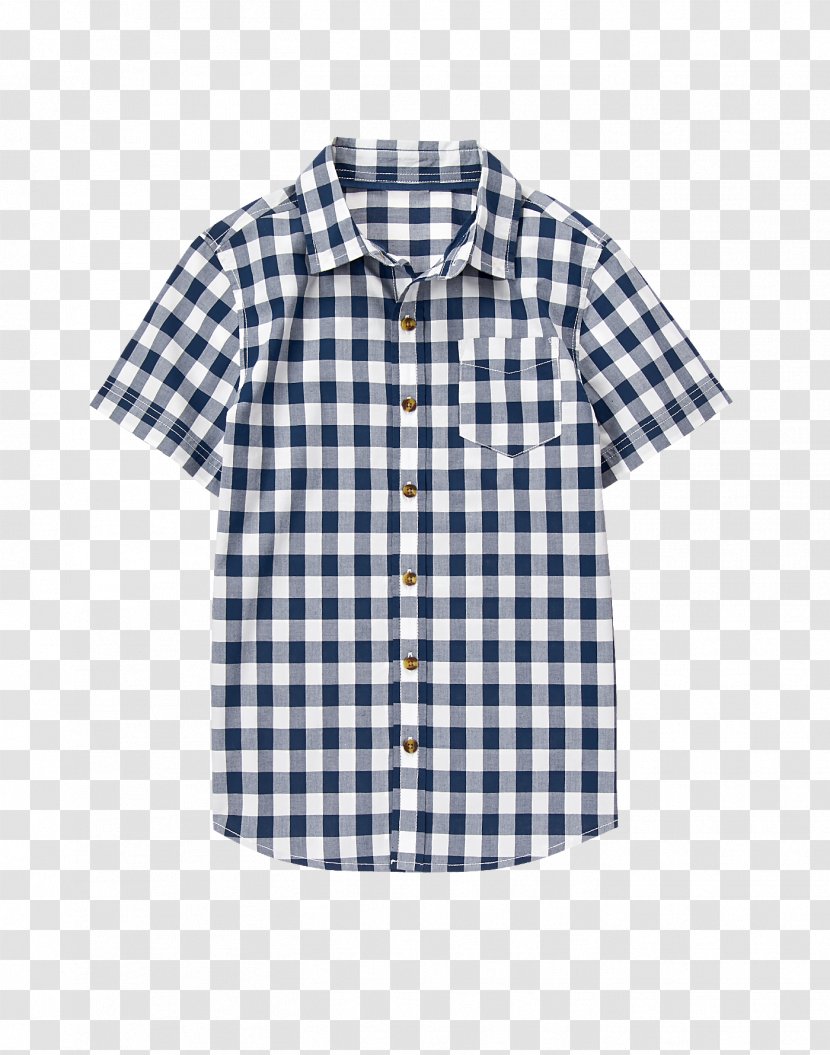Gingham Check Jumpsuit Shirt Sleeve - Blue Transparent PNG