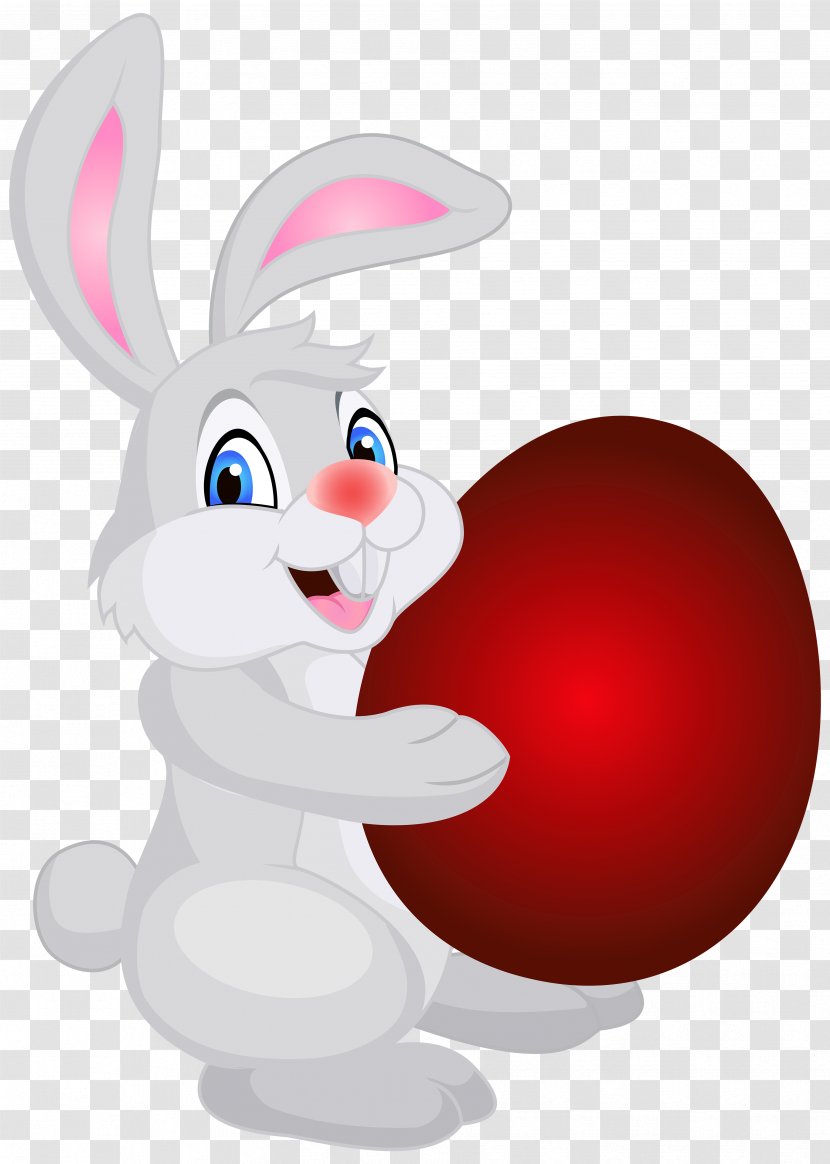 Easter Bunny Domestic Rabbit Red Egg Clip Art - Chinese Eggs - With Image Transparent PNG