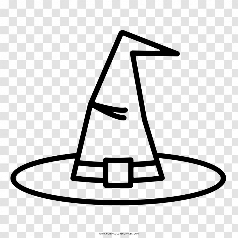 Coloring Book Drawing Witch Black And White Hat - Child Transparent PNG