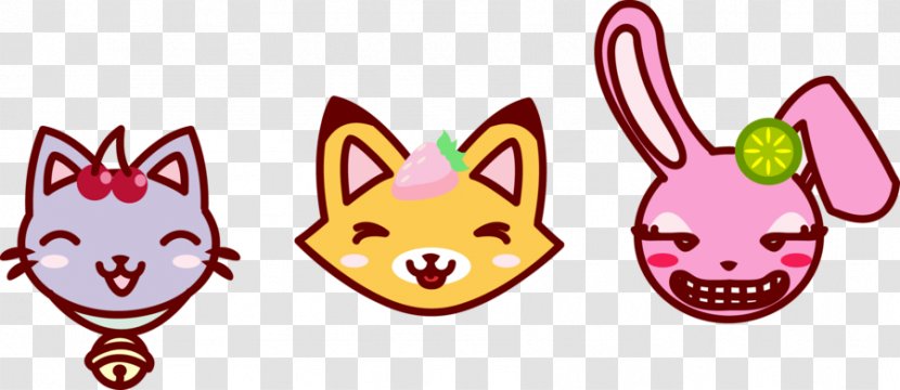 Kitten Cat Rabbit Easter Bunny Clip Art - Happy Three Friends Transparent PNG