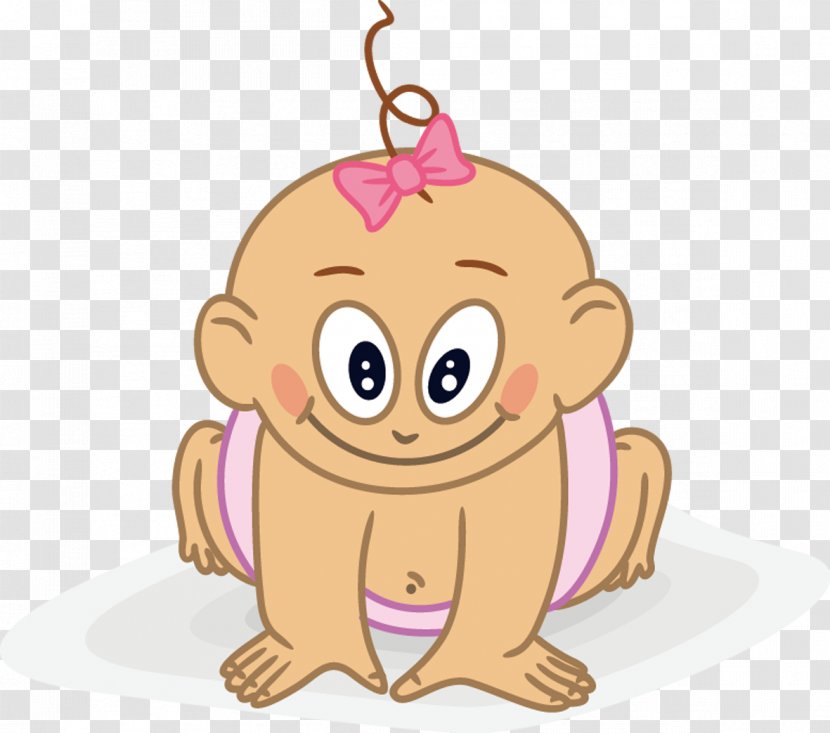 Infant Cartoon Child Clip Art - Tree - Pink Bow Baby Transparent PNG