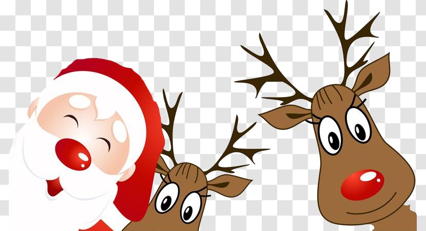 Christmas Card Santa Claus Holiday Little - Deer - Reindeer Transparent PNG