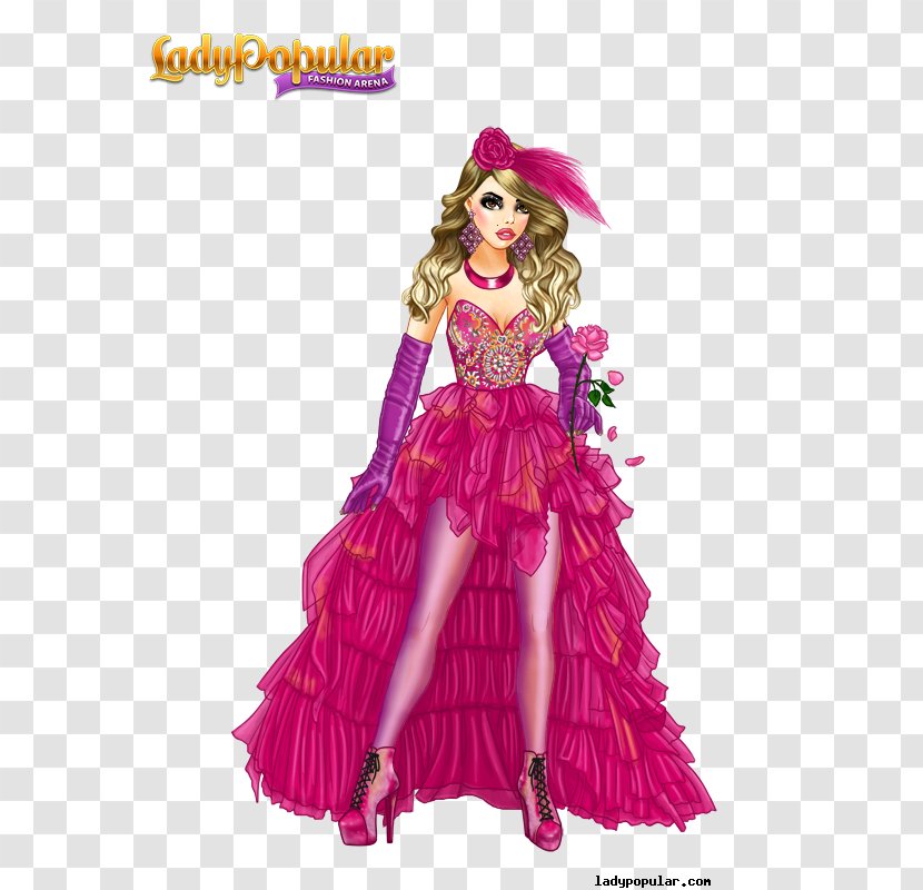 Barbie Lady Popular Costume Design Magenta Portrait Transparent PNG