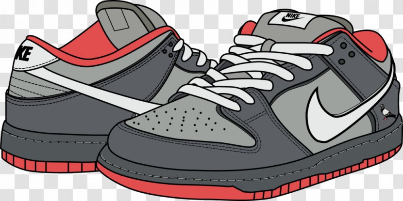 Sneakers Shoe Nike Dunk Skateboarding - Black - Low Vector Transparent PNG