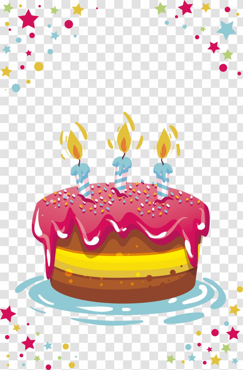 Pink Birthday Cake - Toppings Transparent PNG
