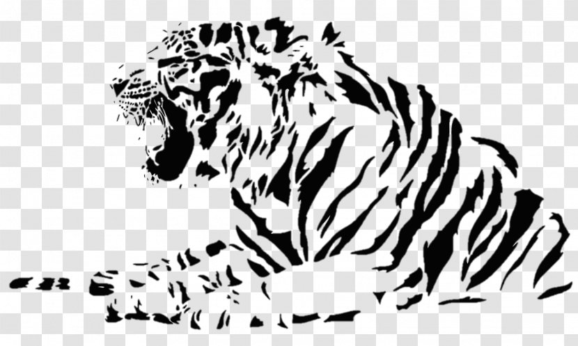 White Tiger Drawing - Monochrome - Vector Transparent PNG