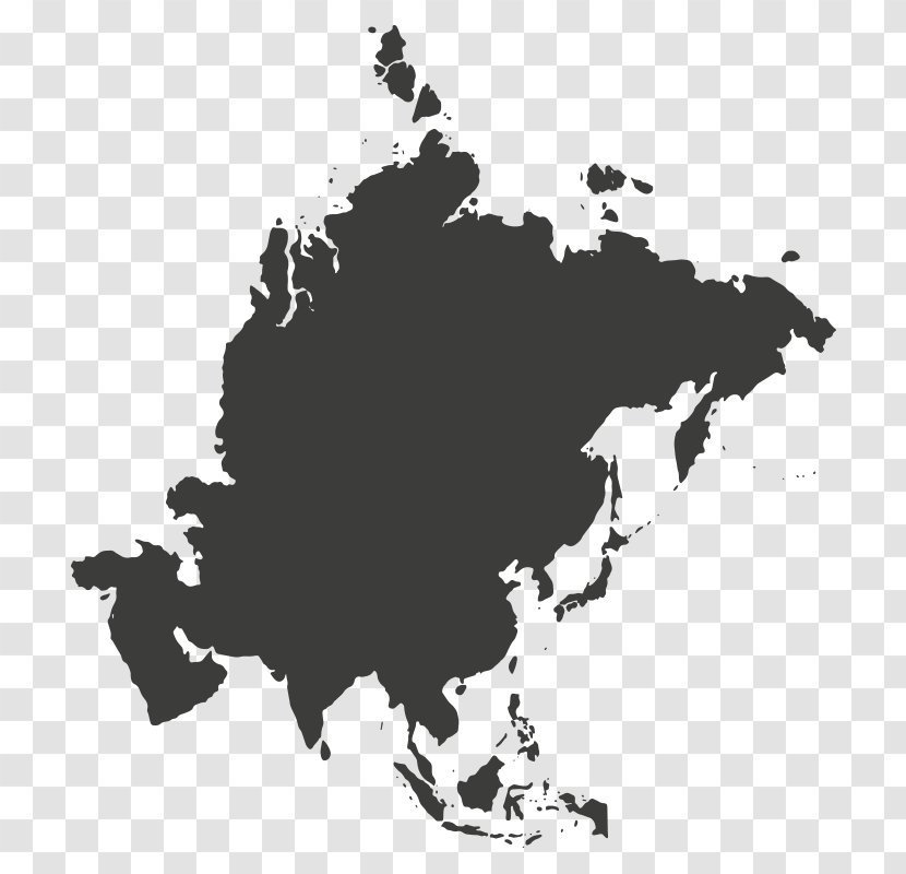 Asia Globe Map Vector Graphics Royalty-free - Black And White Transparent PNG