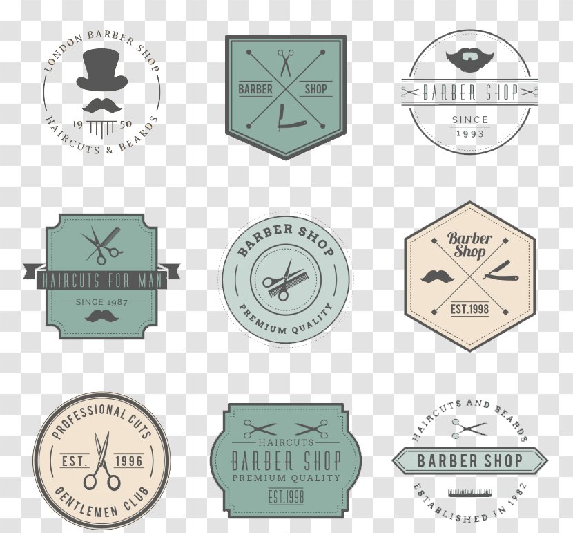 Barbershop Hair Care Scissors - Label - 9 Vintage Barber Shop Tag Vector Material Transparent PNG