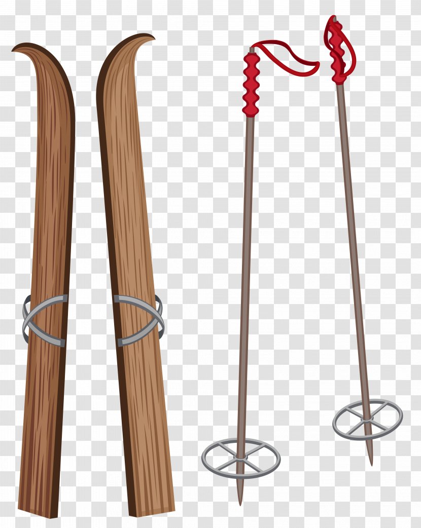 Skiing Winter Sport Clip Art - Alpine - Old Wooden Ski Clipart Image Transparent PNG