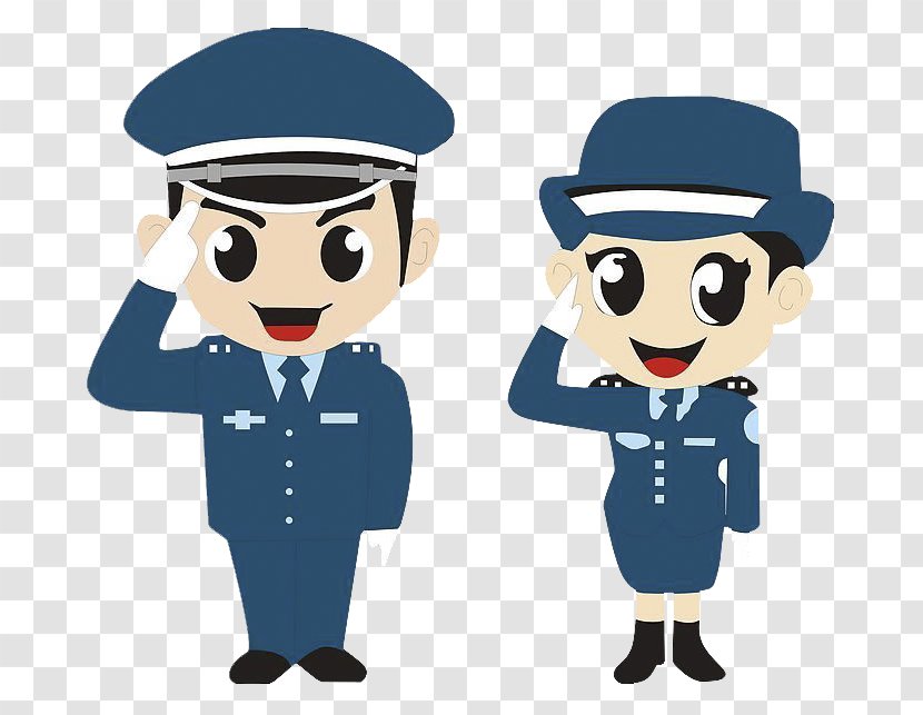 China Police Officer Cartoon - Male And Female Salute Transparent PNG