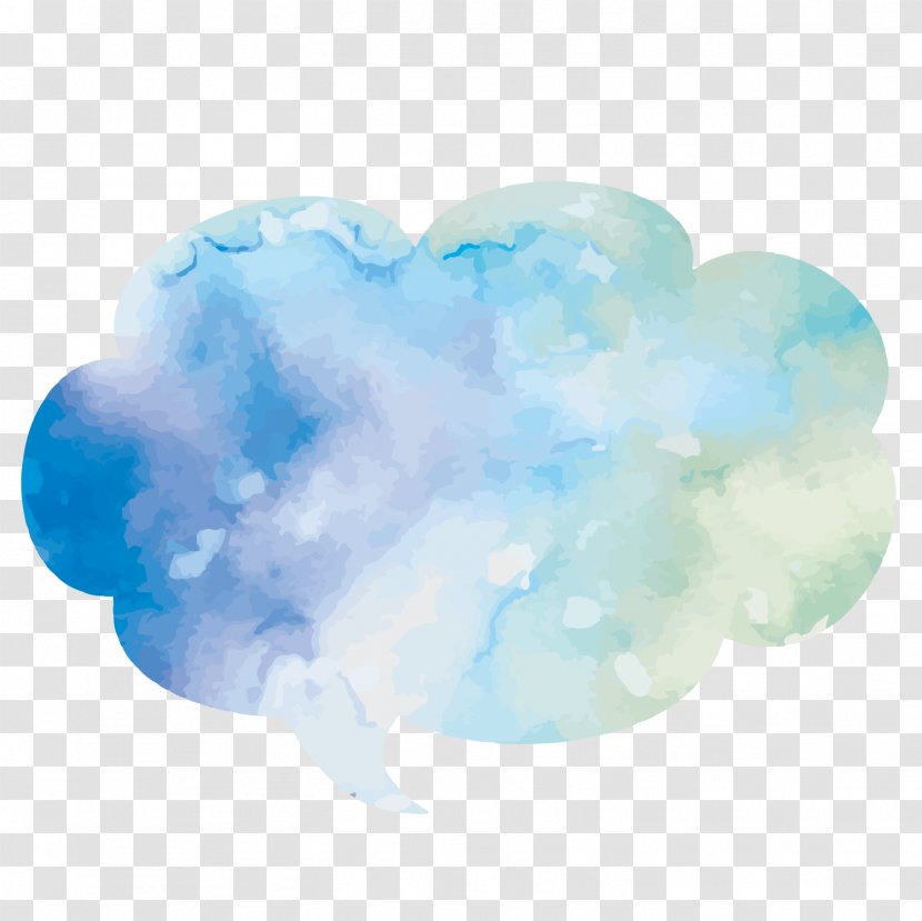 Watercolor Painting Dialog Box Text - Cloud - Vector Hand-painted Blue Transparent PNG