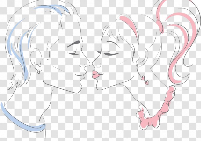 Kiss Romance Love Illustration - Silhouette - Kissing Couple Creative Background Transparent PNG