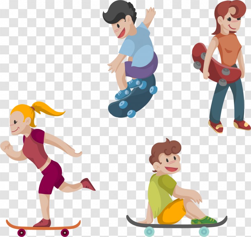 Skateboard Illustration - Toddler - Vector Hand-drawn Characters Collection Transparent PNG