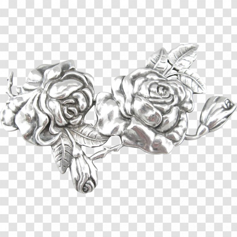 Sterling Silver Rose Jewellery Brooch - Tattoo Transparent PNG