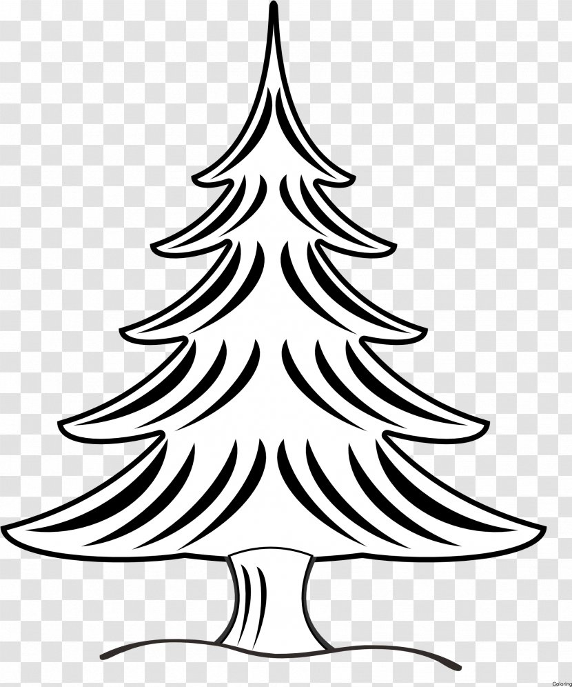 Christmas Tree Line Drawing - Holiday Ornament Trunk Transparent PNG