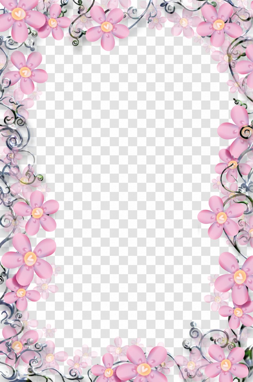 Flower Picture Frame - Pink - Floral Template Transparent PNG