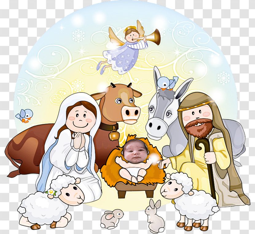 Cartoon Nativity Scene Animal Figure Sharing Interior Design Transparent PNG