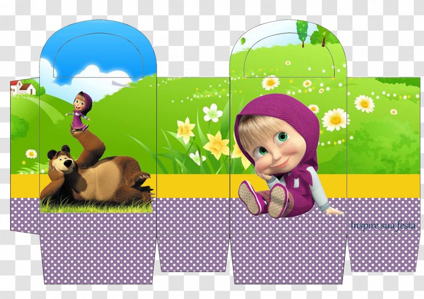 Masha Bear Birthday Party Convite - Violet Transparent PNG