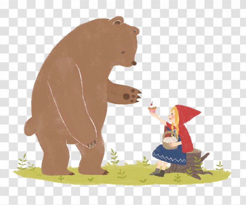 Brown Bear Cartoon Illustration - Silhouette - Little Red Riding Hood And The Big Transparent PNG