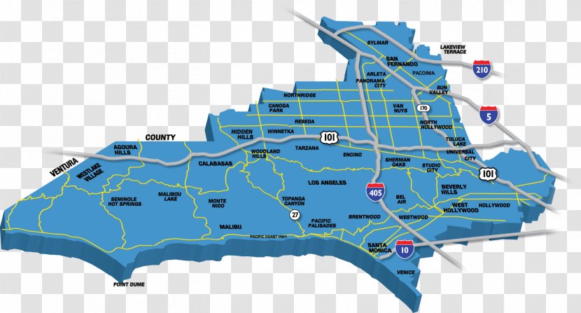 Los Angeles San Fernando Valley Map County Electoral District - Laço Transparent PNG