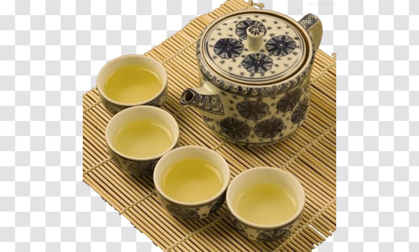 White Tea Hu014djicha Anji County Oolong - Lapsang Souchong - Blue And Porcelain Bamboo Mat Zen Culture Transparent PNG